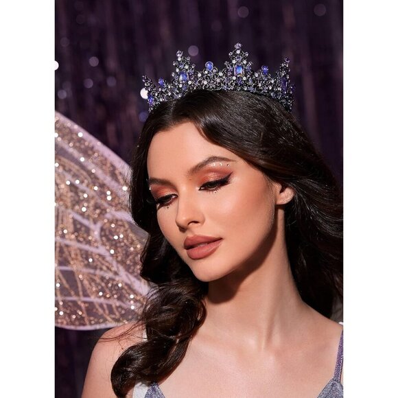 Queen Crown Baroque Wedding Tiaras Jeweled Prom Halloween Hair Accessory main image 4